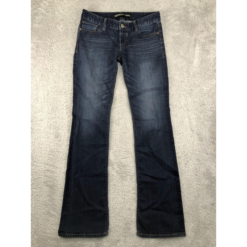 Express Jeans Womens 4L (31x34) Blue Stella Boot Low Rise Distressed Denim